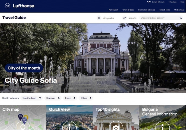 СОФИЯ Е &bdquo;ГРАД НА МЕСЕЦА&ldquo; НА САЙТА НА LUFTHANSA